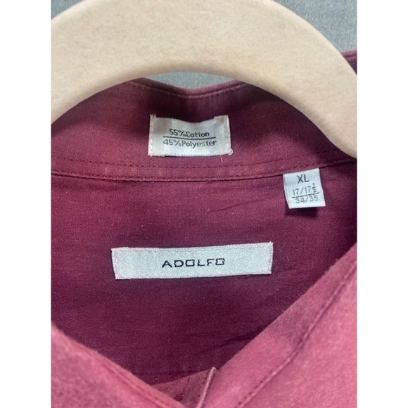 Adolfo Button Up Shirt Adult XL 17 17 1/2 34/35 Red Long Sleeve Mens.‎ - Picture 4 of 8